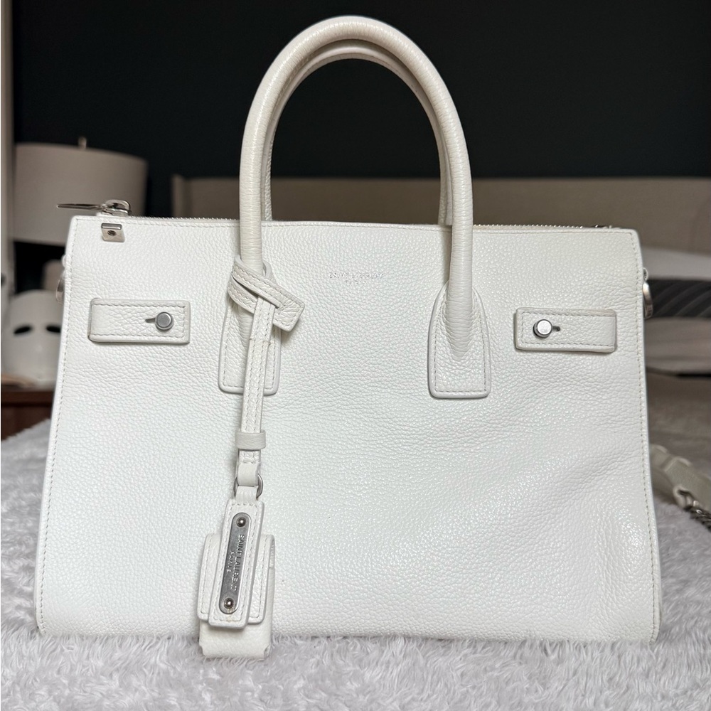 Saint Laurent designer White Grained Calfskin Small Souple 2018 Baby Sac de Jour